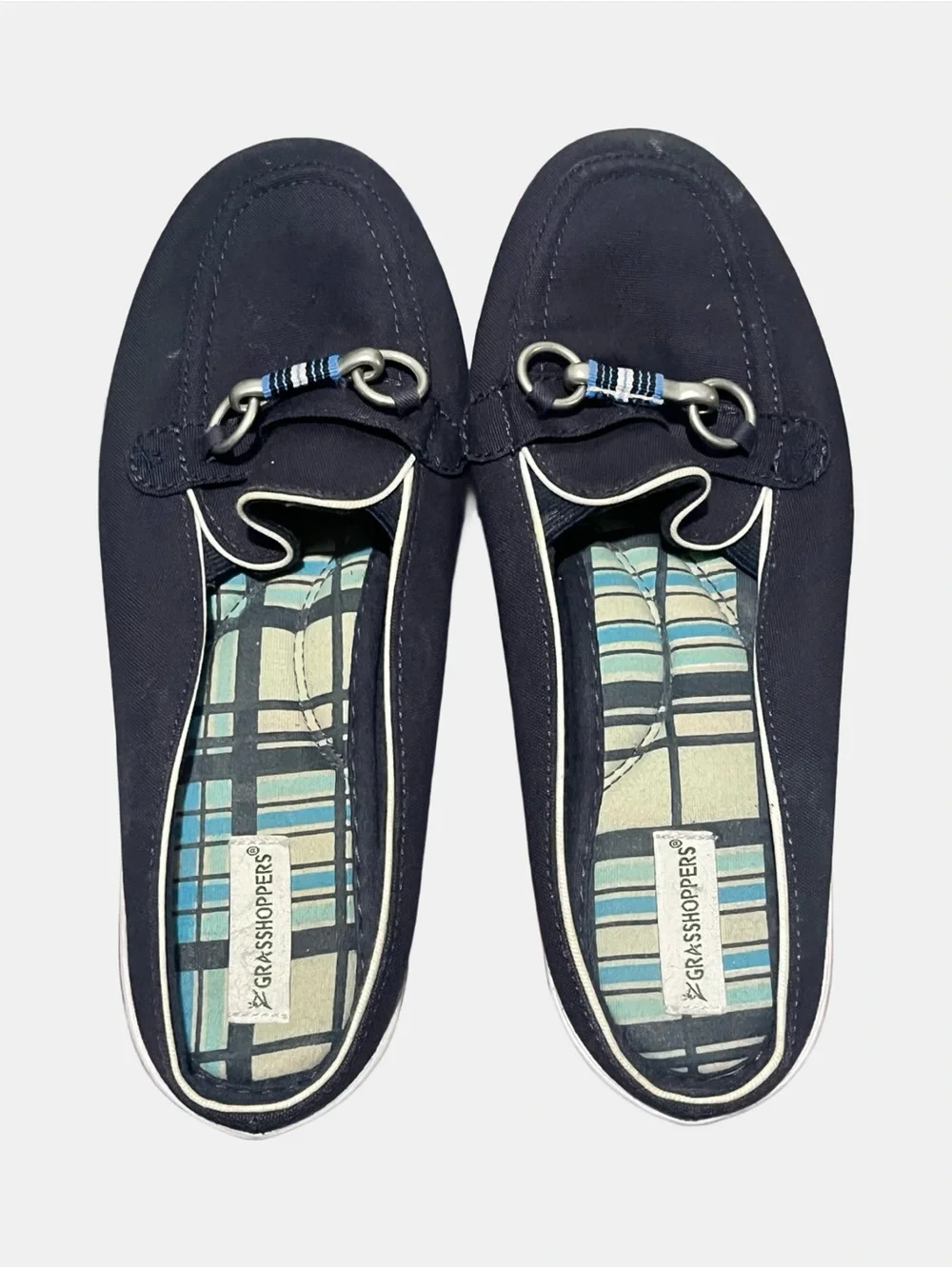 Grasshoppers Navy Women’s Slip-On Loafers with Metal Bit 7.5 W